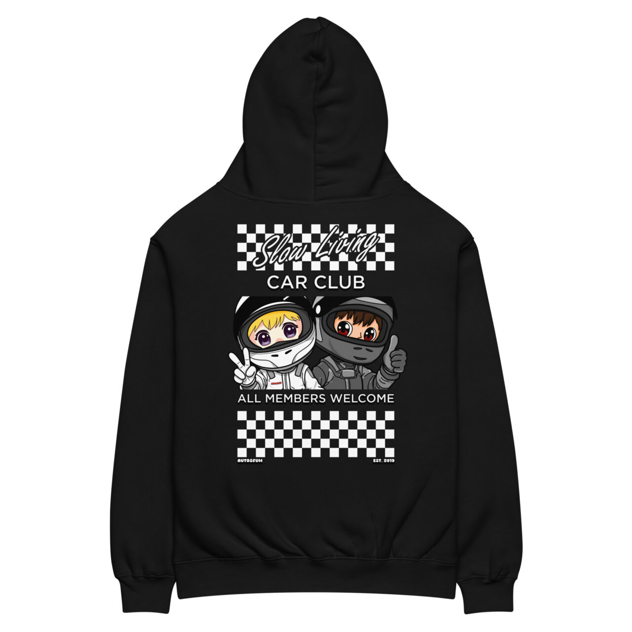 SLOW LIVING CAR CLUB Black Oversized Hoodie
