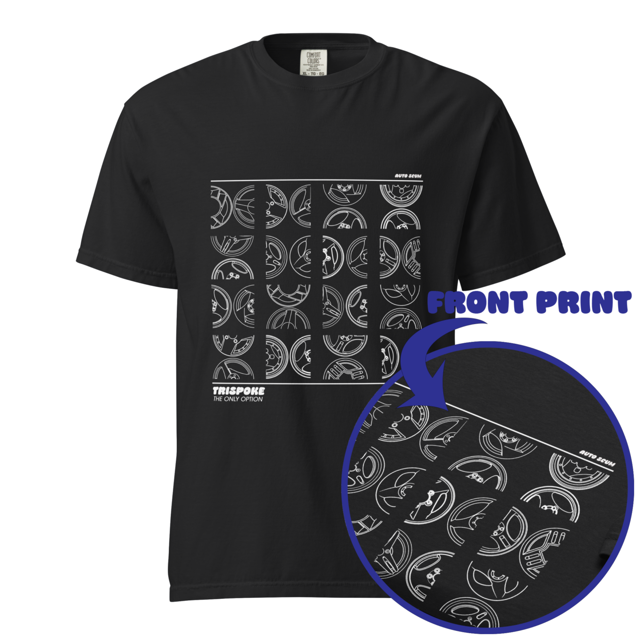 TRISPOKE White Outline Heavyweight Tee